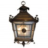 Patinated Brass, Leaded Glass & Ceramic Lantern