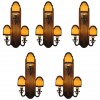 Set of 5 3-Light Wall Sconces in Patinated Brass