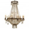 Stamped Brass and Glass Four Rings 12-Light Chandelier