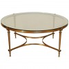 Brass and Silvered Brass Round Coffee Table with Ringed Mirror Glass Top