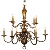 2-Tiered, 12-Light Cast Brass Chandelier