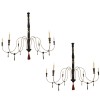 Pair of Very Large Ebonized and Silvered 6-Light Chandeliers