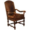 Walnut and Leather Upholstered Fauteuil