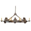 Wrought and Painted Iron 6-Light Chandelier