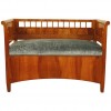 Light Walnut Veneered Small Settee or Bench
