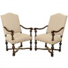 Pair of Walnut and Upholstered Fauteuils