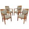 Set of 4 Cherrywood and Upholstered Fauteuils