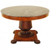 Walnut, Boxwood, and Maple Large Center Table with Marble Top