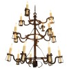 Wrought Iron 16-Light, 3-Tier Chandelier