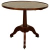 Walnut, Ebonized, and Marble Top Circular Table