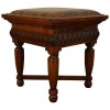 Carved Walnut and Leather Footstool