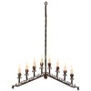 Wrought Iron Chevron Shaped Linear 8-Light Chandelier