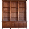 Large Bookcase in Chestnut, Open Shelves and Locking Cabinets