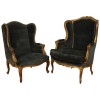 Matched Pair of Carved Giltwood Bergeres 