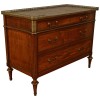 Walnut, Brass and Marble Top 3-Drawer Commode