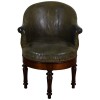 Walnut & Leather Upholstered Swiveling Chair