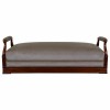 Large Carved Cherrywood and Upholstered Bench and Trunk