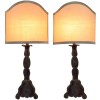 Pair of Painted Tole Candlesticks Mounted as Table Lamps 