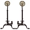 Pair of Wrought Iron and Brass Andirons