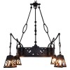 Signed Wrought & Cast Iron Chandelier with Hanging Lanterns