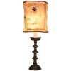 Cast Bronze Candlestick Mounted as a Table Lamp with Antique Hide Shade
