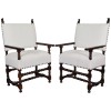 Pair of Walnut and Upholstered Armchairs 