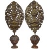 Carved & Painted Porta Palme, Pair Original Brass "Palms"