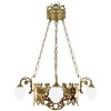 Cast Brass Hanging Fixture with Four Glass Shades