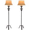 Pair of Wrought Iron Torcheres Mounted as Floor Lamps