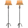 Pair of Wrought Iron Torcheres Mounted as Floor Lamps