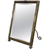 Silvered Brass Standing Table Mirror, Original Beveled Mirror Plate
