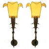 Pair of Wrought Iron and Metal 1-Light Sconces
