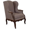 Walnut and Upholstered Bergere with Iron Slides