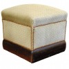 Upholstered Pouf Trimmed with Nail Heads