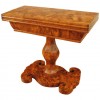Figured Root Walnut Veneered Folding Console or Games Table