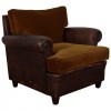 Leather Upholstered and Velvet Club Chair