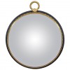 Ebonized Wood and Brass Decorative Convex Mirror