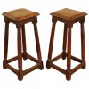Pair of Walnut and Oak Joint Stools