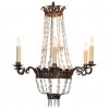 Small Brass and Glass 6-Light Chandelier