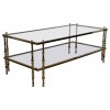 Polished Brass and Glass Two-Tier Coffee Table