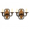 Pair of Iron and Gilt Metal 2-Light Sconces