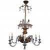 Brass and Glass 6-Light Chandelier, UL Wired