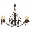 Sizeable 9-Light Iron Fleur de Lis Triangular Shaped Chandelier