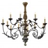 Large Silver Gilt and Wrought Iron 12-Light Chandelier, UL Wired