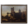 Oil on Canvas, "Landscape with Ruins and Herds"
