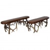 Pair of Deer Horn and Leather Upholstered Benches