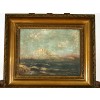 Oil on Canvas, Coastal View with Mountain in Background