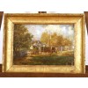 Oil on Board, Horsedrawn Carts in a Village