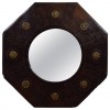 Walnut, Inlaid and Brass Mounted Octagonal Mirror