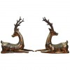 Pair of Brass and Copper Recumbent Deer